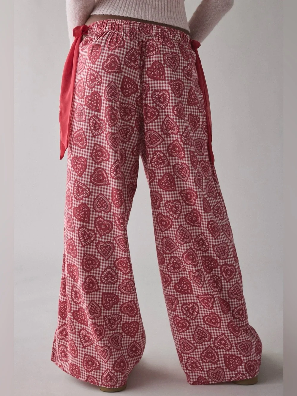 UO Out From Under Eat Your Heart Out Side-Tie Bow Pajama Pants Size XS